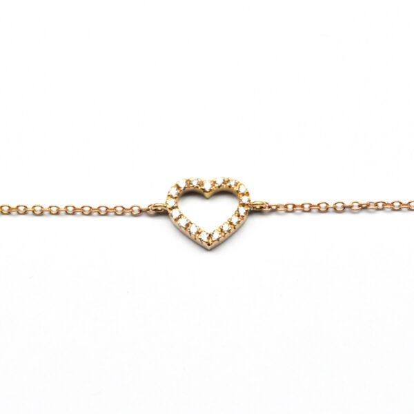 Rose gold heart bracelet with diamonds