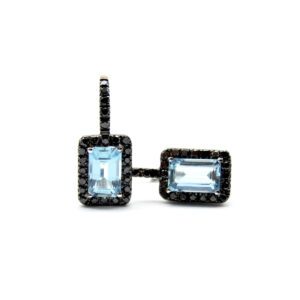 Aquamarine and black diamond earrings