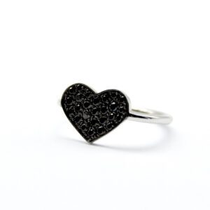 Black diamond heart ring
