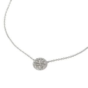 Chinese lucky symbol necklace in white gold and diamonds