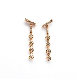 T earrings and pendant dots in rose gold and diamonds