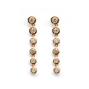 rose gold and diamond round pendant earrings