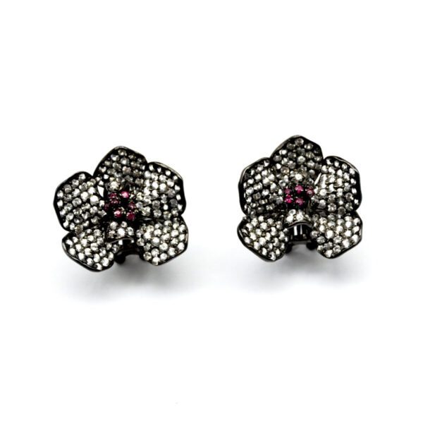 Pink and white sapphire silver earrings