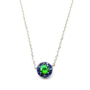 Tsavorite and blue sapphire necklace