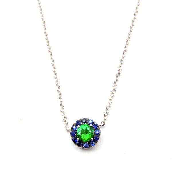 Tsavorite and blue sapphire necklace